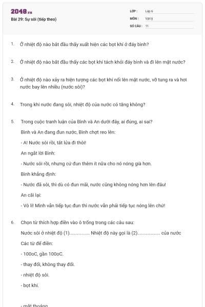 Bài 29: Sự sôi (tiếp theo)