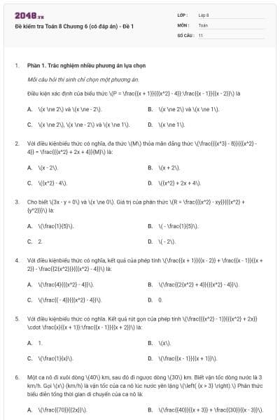 Đề kiểm tra Toán 8 Chương 6 (có đáp án) - Đề 1