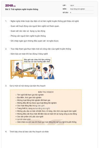 Bài 3: Trải nghiệm nghề truyền thống