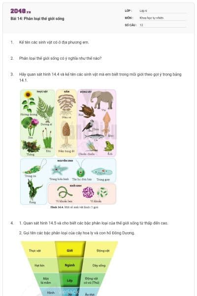 Bài 14: Phân loại thế giới sống
