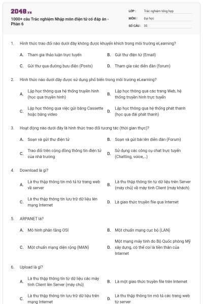 1000+ câu Trắc nghiệm Nhập môn điện tử có đáp án - Phần 6