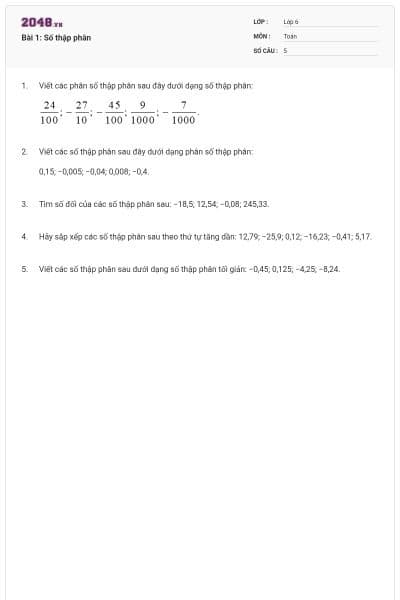 Bài 1: Số thập phân