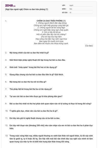 (Ngữ liệu ngoài sgk) Chùm ca dao trào phúng (1)