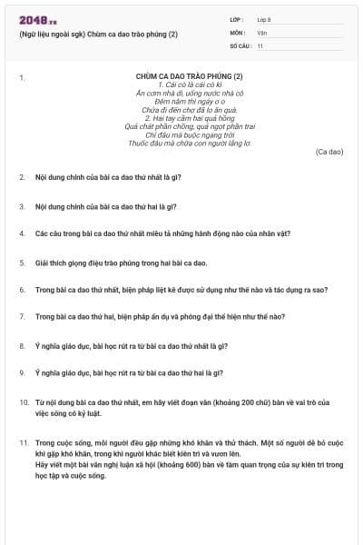 (Ngữ liệu ngoài sgk) Chùm ca dao trào phúng (2)