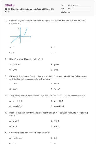 20 Bộ đề ôn luyện thpt quốc gia môn Toán có lời giải (Đề số 2)