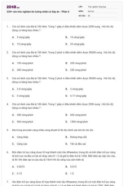 330+ câu trắc nghiệm Đo lường nhiệt có đáp án - Phần 6