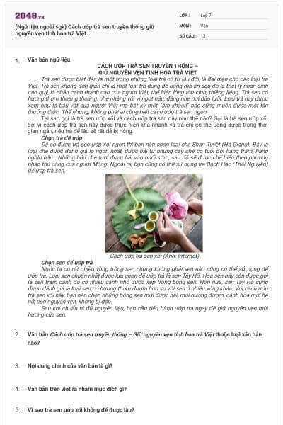 (Ngữ liệu ngoài sgk) Cách ướp trà sen truyền thống giữ nguyên vẹn tinh hoa trà Việt