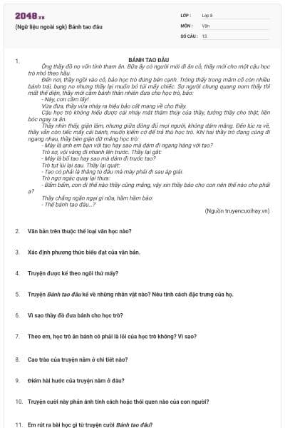 (Ngữ liệu ngoài sgk) Bánh tao đâu