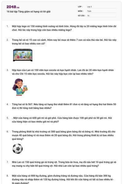 16 bài tập Tăng giảm số hạng có lời giải