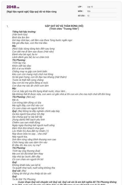 (Ngữ liệu ngoài sgk) Gặp quỷ dữ và thần rừng