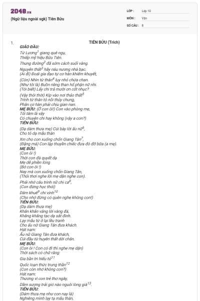 (Ngữ liệu ngoài sgk) Tiên Bửu