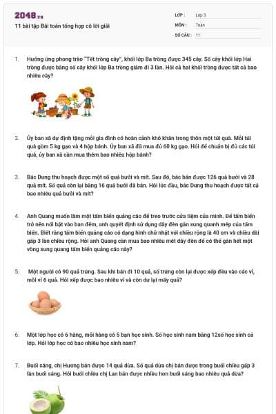 11 bài tập Bài toán tổng hợp có lời giải