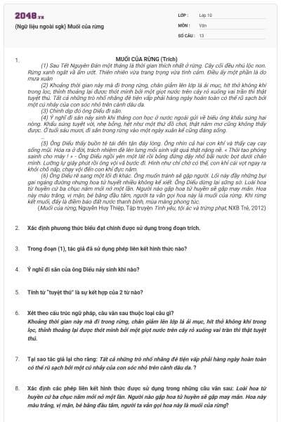 (Ngữ liệu ngoài sgk) Muối của rừng