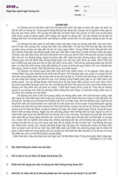 (Ngữ liệu ngoài sgk) Sương mù