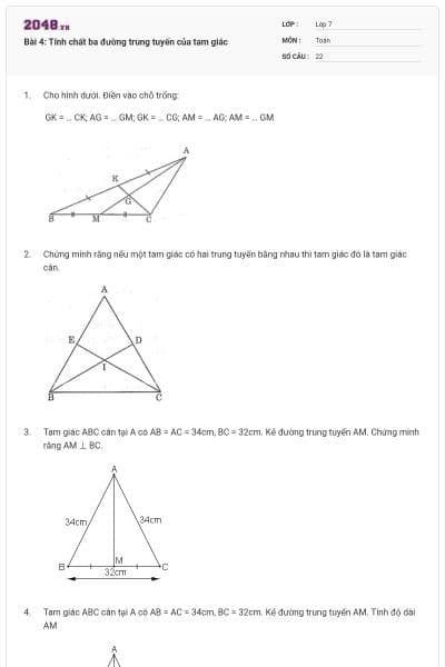 Bài 4: Tính chất ba đường trung tuyến của tam giác