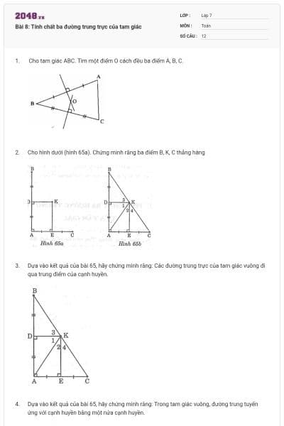 Bài 8: Tính chất ba đường trung trực của tam giác