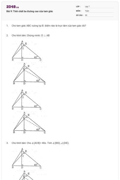 Bài 9: Tính chất ba đường cao của tam giác
