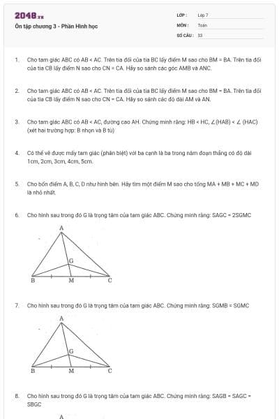 Ôn tập chương 3 - Phần Hình học