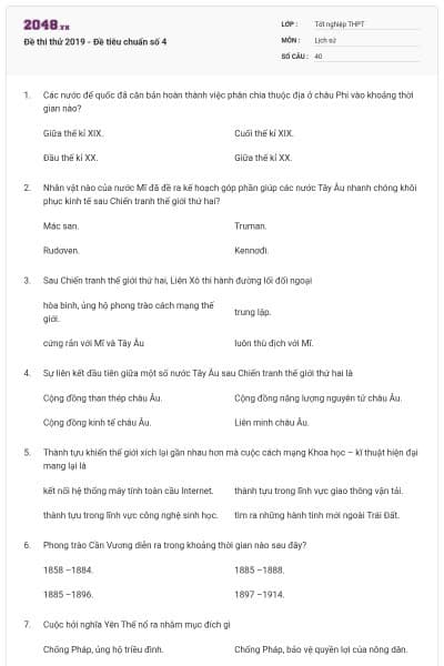 Đề thi thử 2019 - Đề tiêu chuẩn số 4
