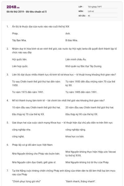 Đề thi thử 2019 - Đề tiêu chuẩn số 5