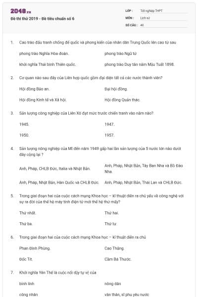 Đề thi thử 2019 - Đề tiêu chuẩn số 6