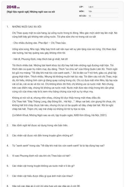 (Ngữ liệu ngoài sgk) Những ngôi sao xa xôi