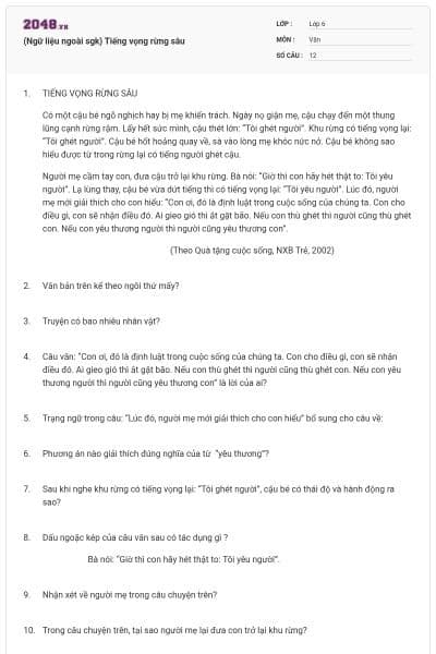 (Ngữ liệu ngoài sgk) Tiếng vọng rừng sâu