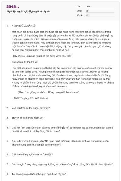 (Ngữ liệu ngoài sgk) Ngọn gió và cây sồi