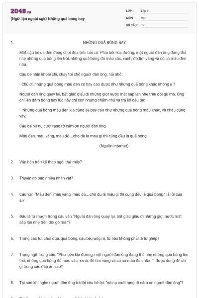 (Ngữ liệu ngoài sgk) Những quả bóng bay