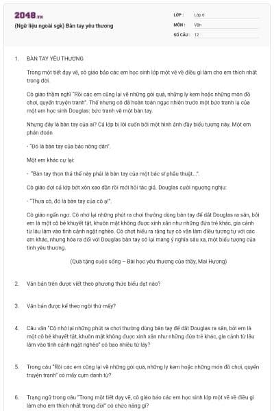 (Ngữ liệu ngoài sgk) Bàn tay yêu thương