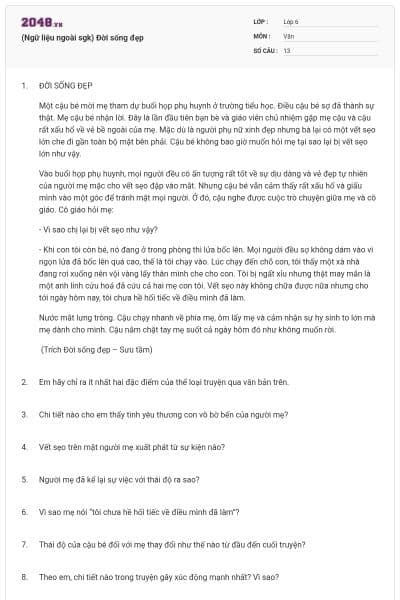 (Ngữ liệu ngoài sgk) Đời sống đẹp