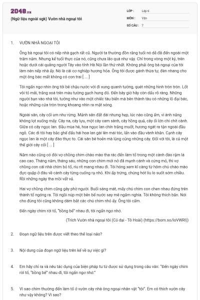 (Ngữ liệu ngoài sgk) Vườn nhà ngoại tôi
