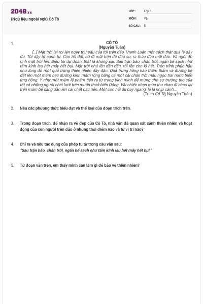 (Ngữ liệu ngoài sgk) Cô Tô