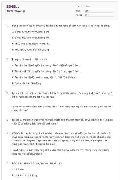 Bài 22: Dẫn nhiệt