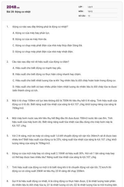 Bài 28: Động cơ nhiệt