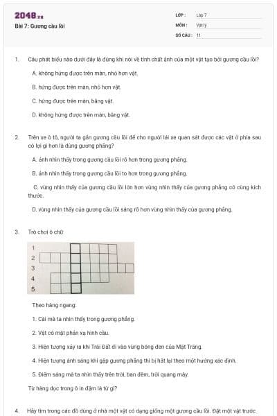 Bài 7: Gương cầu lồi