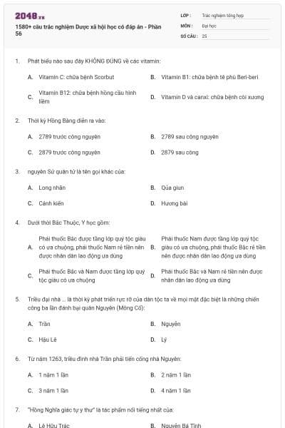 1580+ câu trắc nghiệm Dược xã hội học có đáp án - Phần 56
