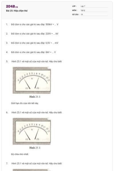 Bài 25: Hiệu điện thế
