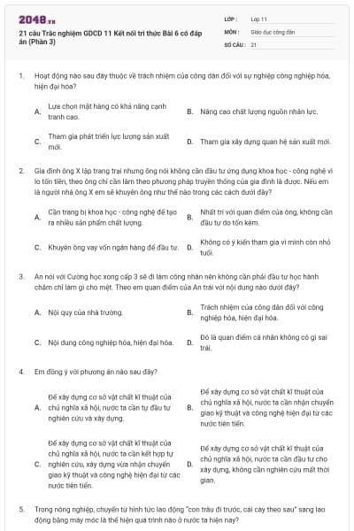 21 câu Trắc nghiệm GDCD 11 Kết nối tri thức Bài 6 có đáp án (Phần 3)