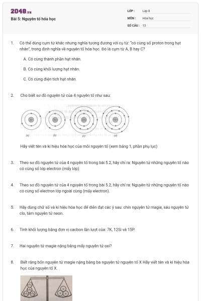 Bài 5: Nguyên tố hóa học