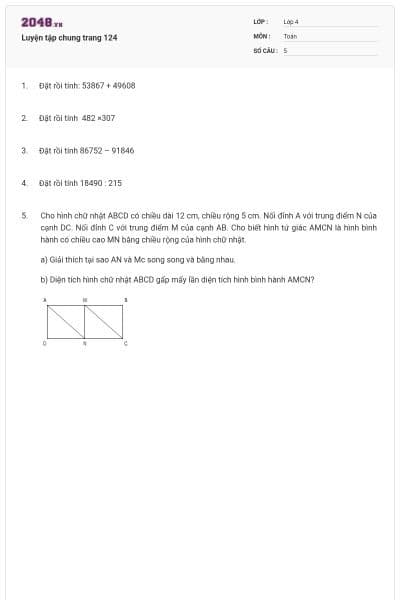 Luyện tập chung trang 124