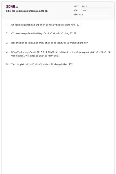 5 bài tập Đếm số các phân số có đáp án