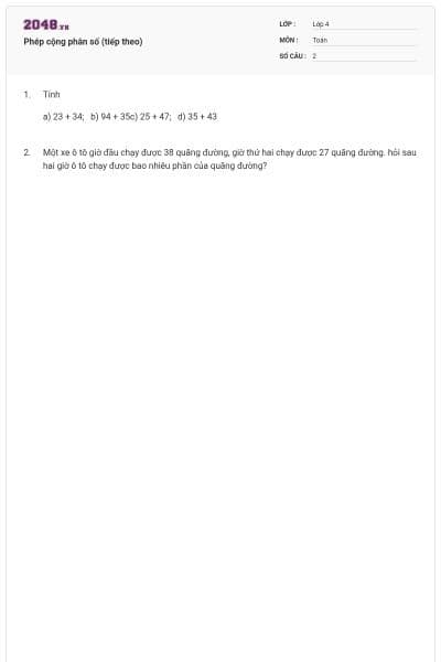 Phép cộng phân số (tiếp theo)