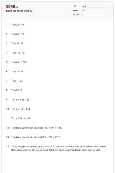 Luyện tập chung trang 131