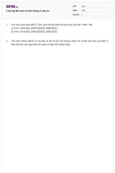 2 bài tập Bài toán về hình thang có đáp án
