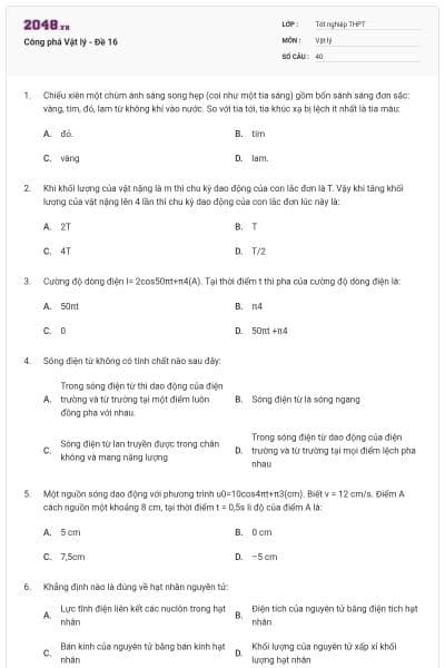 Công phá Vật lý - Đề 16