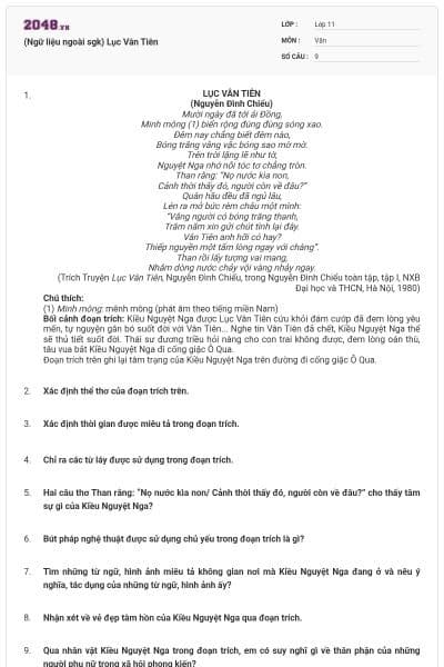 (Ngữ liệu ngoài sgk) Lục Vân Tiên