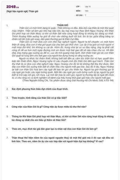 (Ngữ liệu ngoài sgk) Thần gió