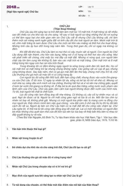 (Ngữ liệu ngoài sgk) Chử lầu