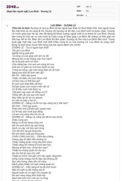 (Ngữ liệu ngoài sgk) Lưu Bình - Dương Lễ